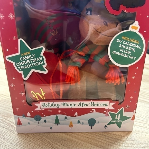 Afro Unicorn Holiday Tradition Plush NEW Calendar Stickers & Gift - Picture 5 of 6